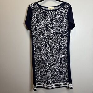 Michael Michael Kors Dress Women's SZ L Navy/White Cap Sleeve